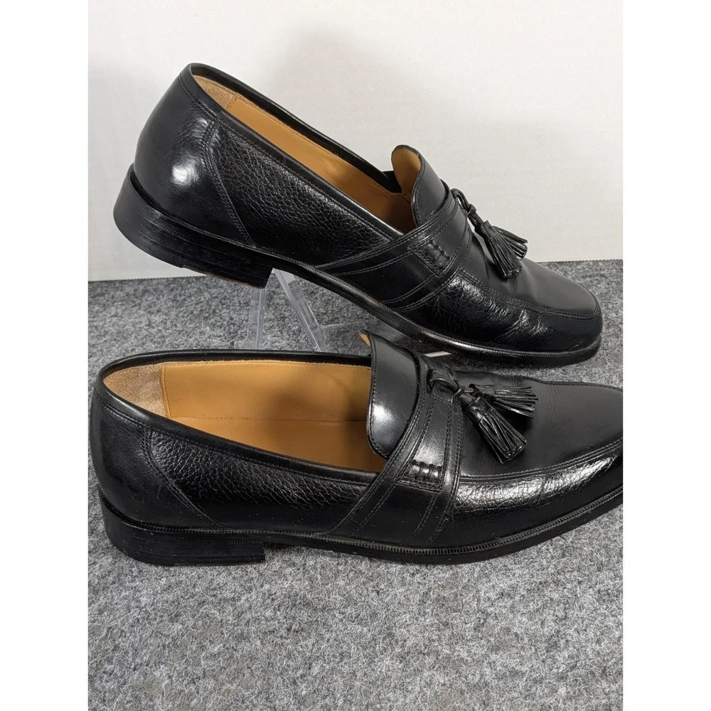 Johnston & Murphy Mens Black Leather Tassel Loafers Dress Shoes 8 M 15-2205